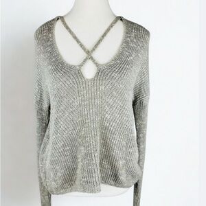 Express V-Neck Sweater in Heather Gray